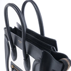 Celine Luggage Micro Leather Handbag in Black x White