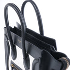 Celine Luggage Micro Leather Handbag in Black x White