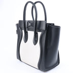 Celine Luggage Micro Leather Handbag in Black x White