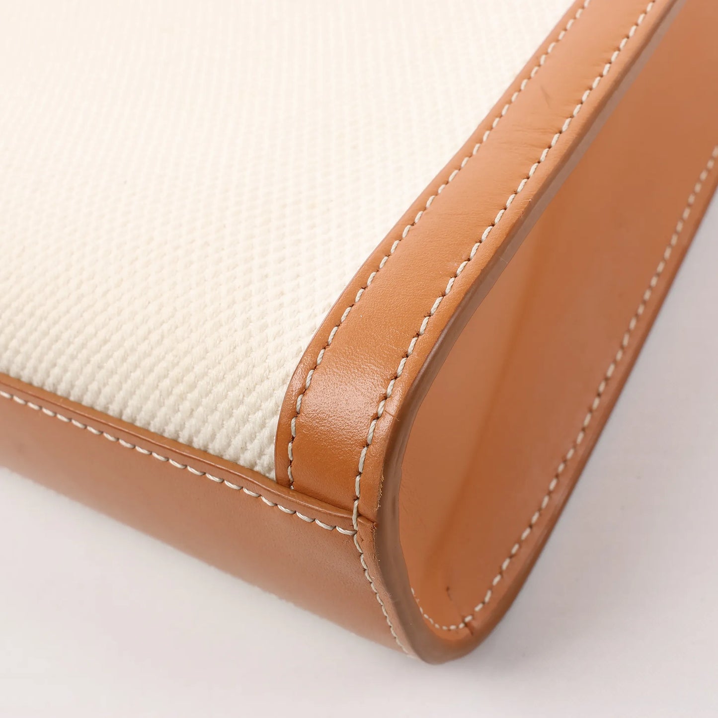 Celine Vertical  Mini Hippopotamus Canvas x Leather 2Way Handbag Beige x Brown