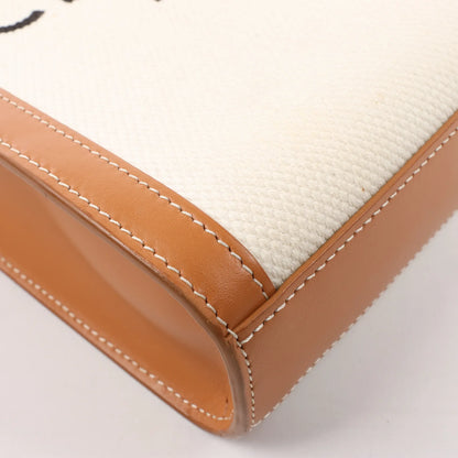 Celine Vertical  Mini Hippopotamus Canvas x Leather 2Way Handbag Beige x Brown