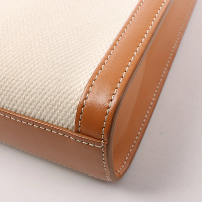 Celine Vertical  Mini Hippopotamus Canvas x Leather 2Way Handbag Beige x Brown