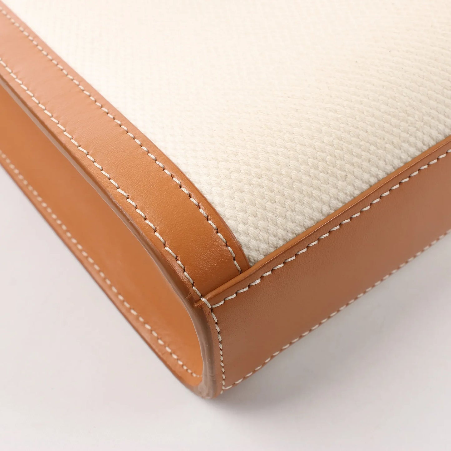 Celine Vertical  Mini Hippopotamus Canvas x Leather 2Way Handbag Beige x Brown