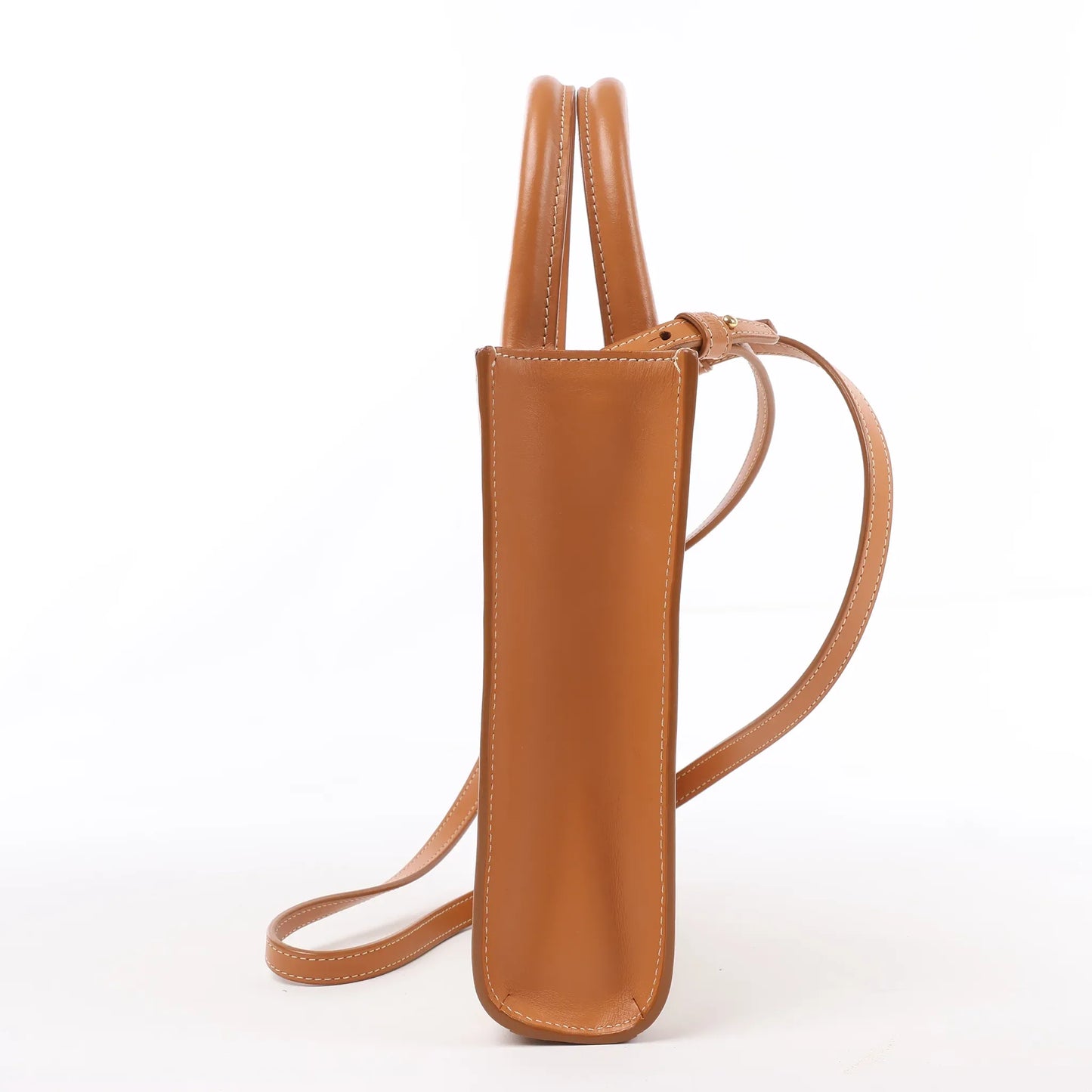 Celine Vertical  Mini Hippopotamus Canvas x Leather 2Way Handbag Beige x Brown