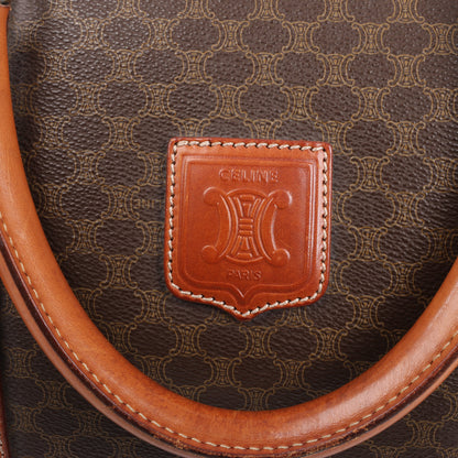 Celine Macadam Boston PVC & Leather Travel Bag in Brown