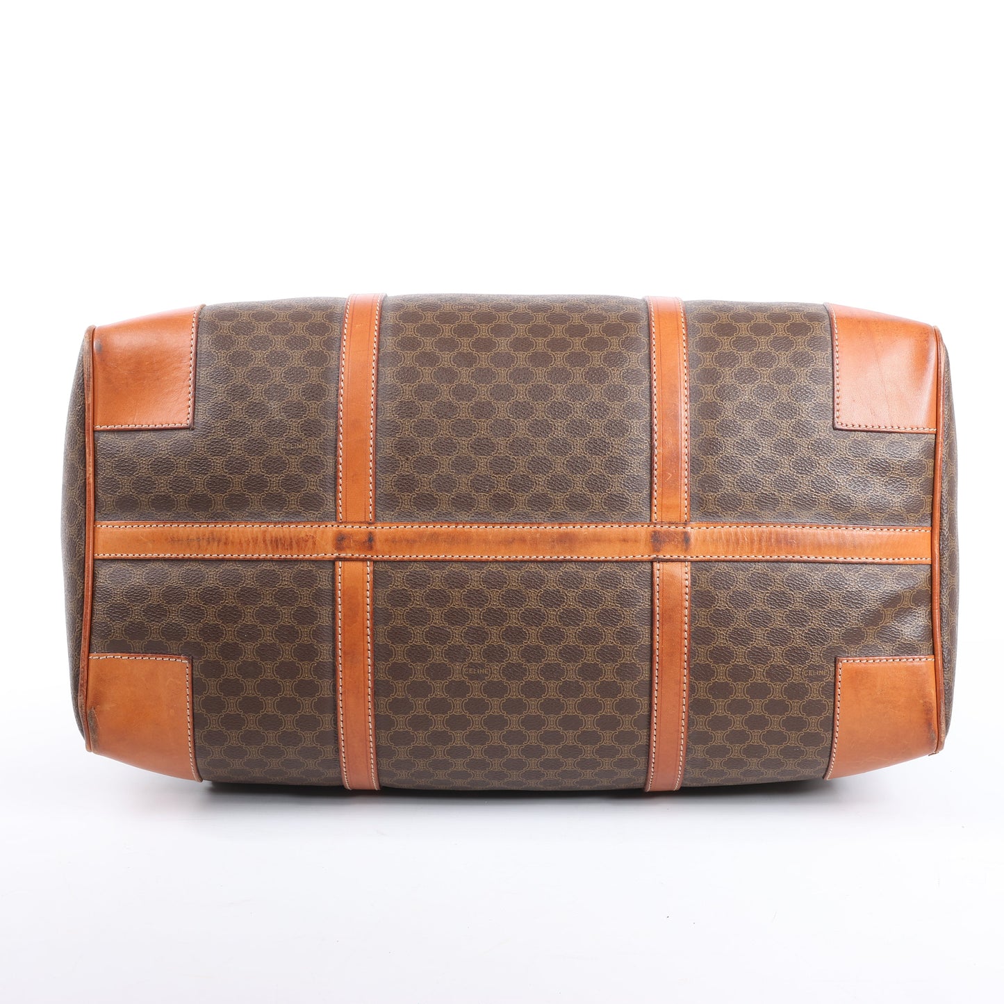 Celine Macadam Boston PVC & Leather Travel Bag in Brown