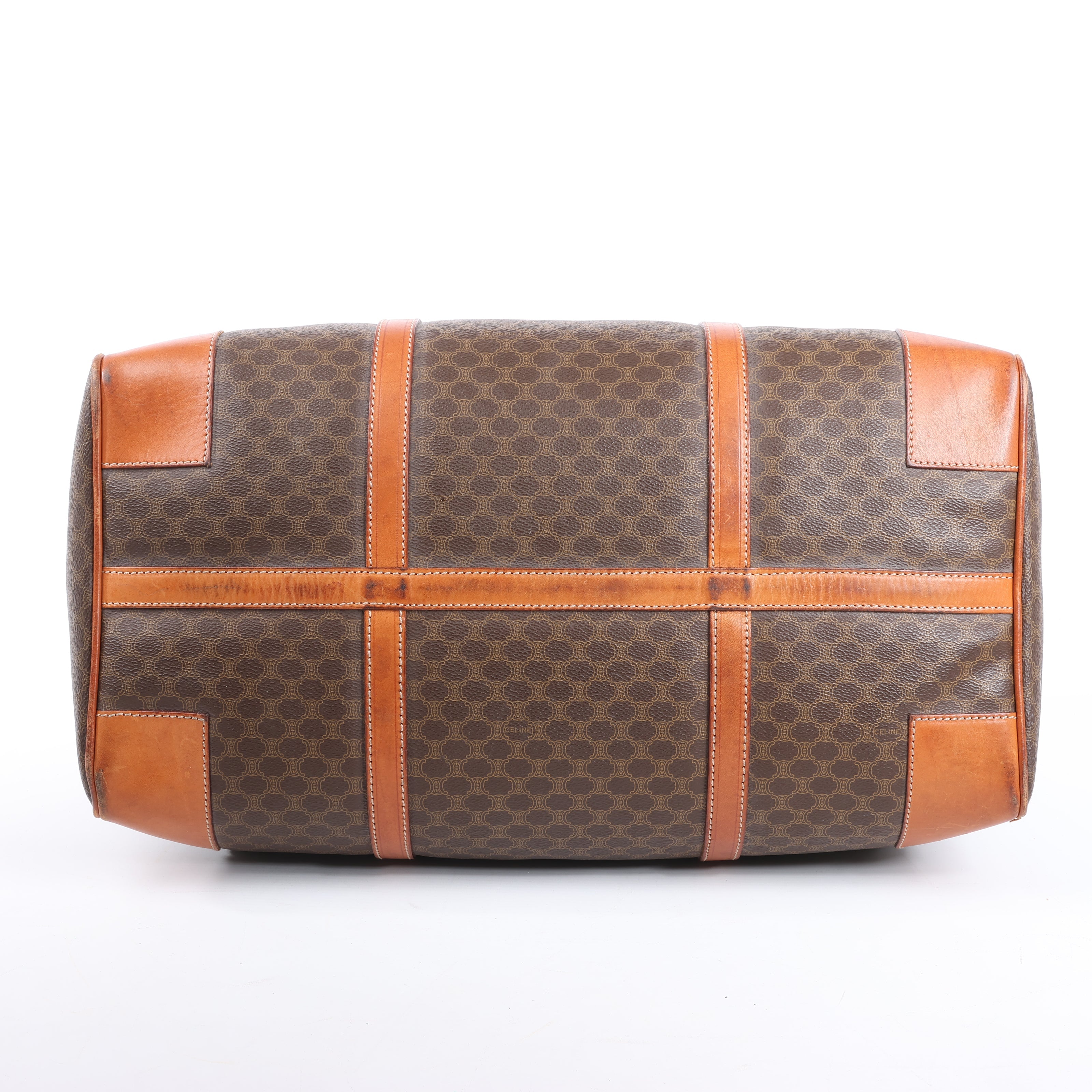 Celine Macadam Boston PVC & Leather Travel Bag in Brown