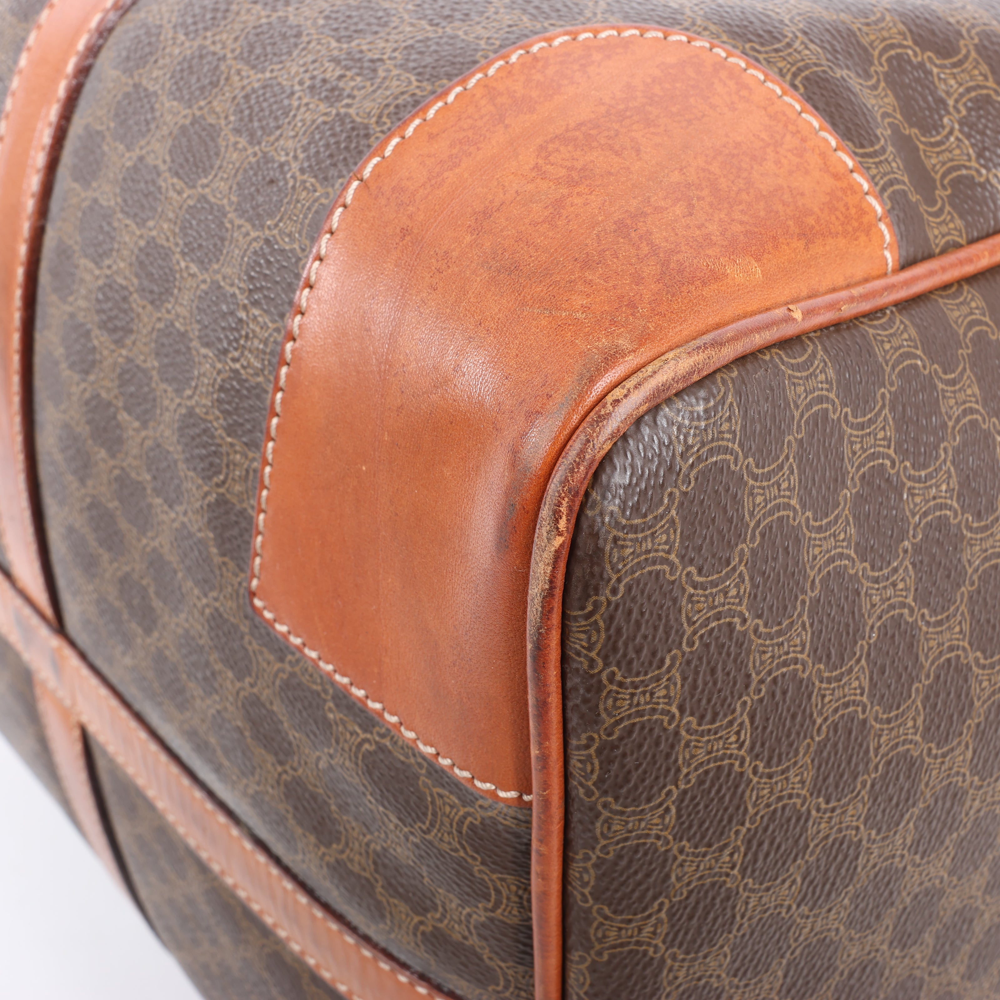Celine Macadam Boston PVC & Leather Travel Bag in Brown