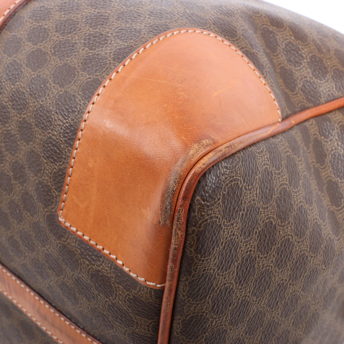 Celine Macadam Boston PVC & Leather Travel Bag in Brown