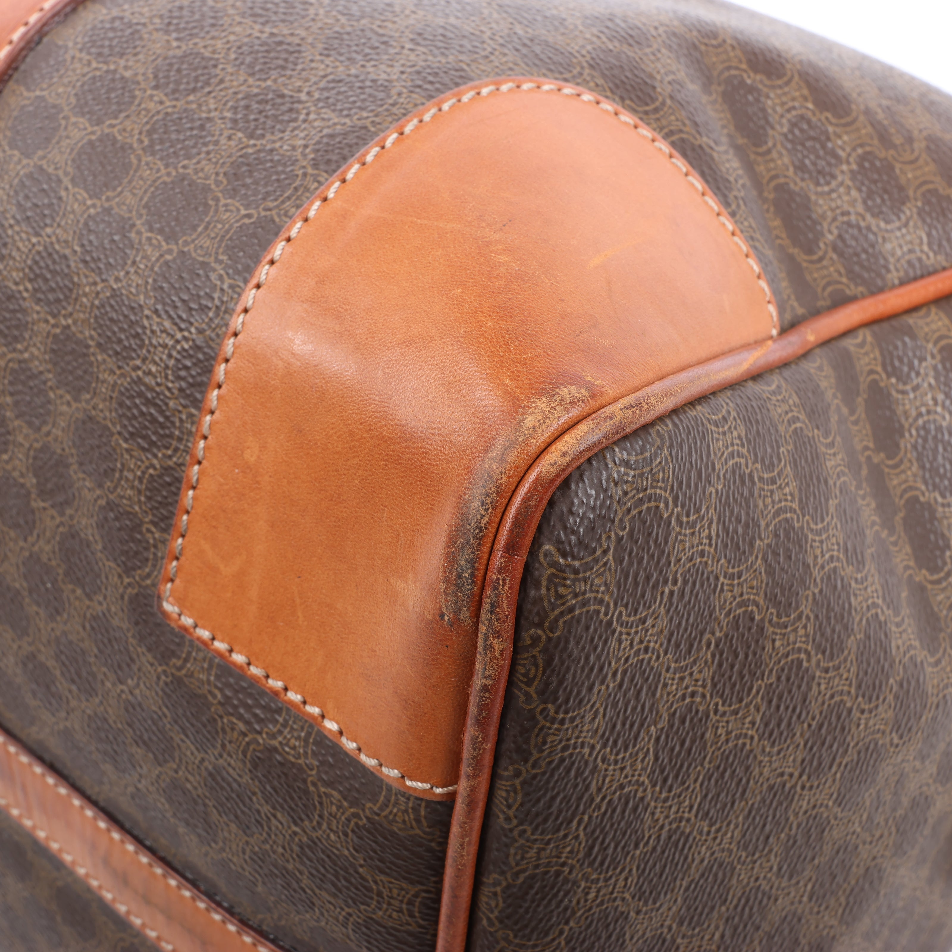 Celine Macadam Boston PVC & Leather Travel Bag in Brown