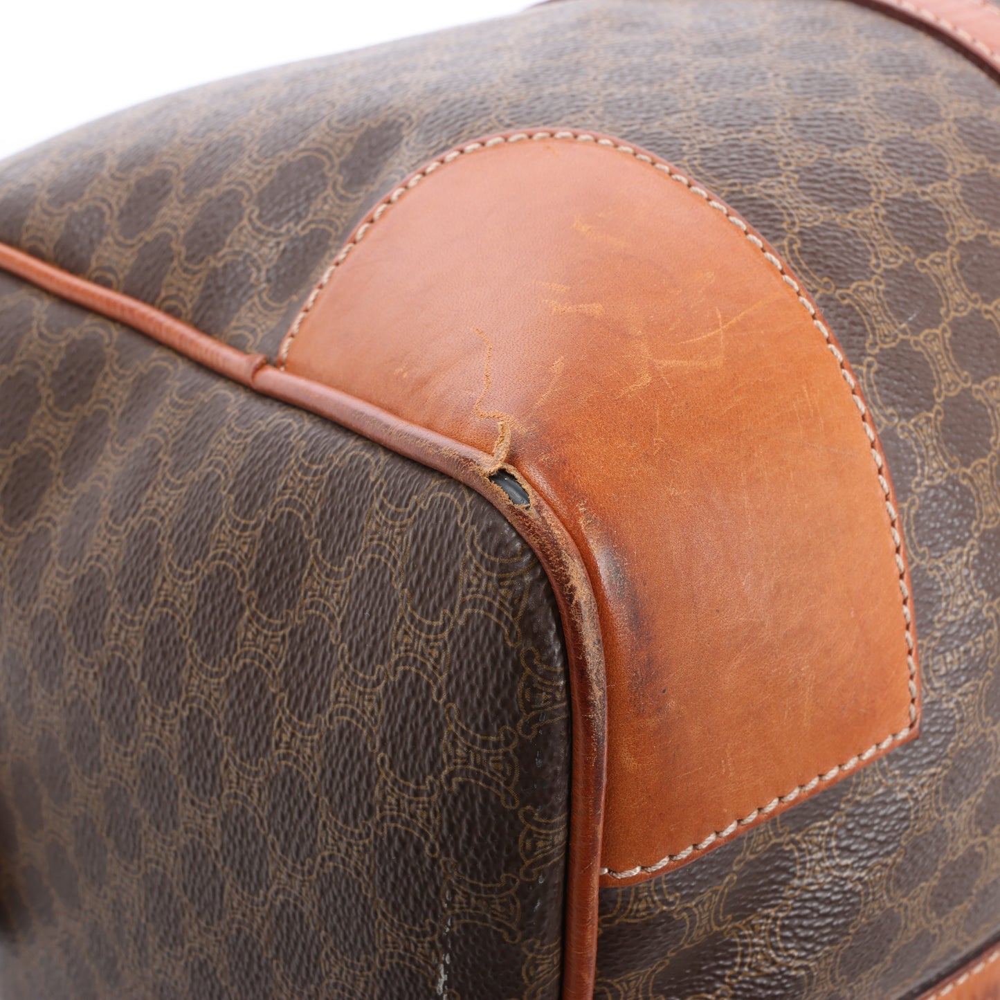 Celine Macadam Boston PVC & Leather Travel Bag in Brown