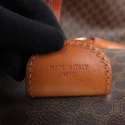 Celine Macadam Boston PVC & Leather Travel Bag in Brown