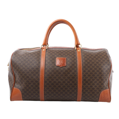 Celine Macadam Boston PVC & Leather Travel Bag in Brown