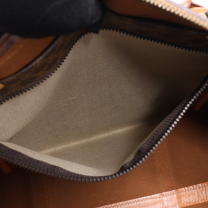 Celine Macadam Boston PVC & Leather Travel Bag in Brown