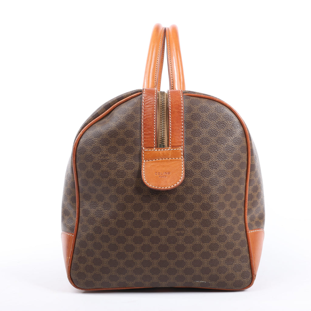 Celine Macadam Boston PVC & Leather Travel Bag in Brown