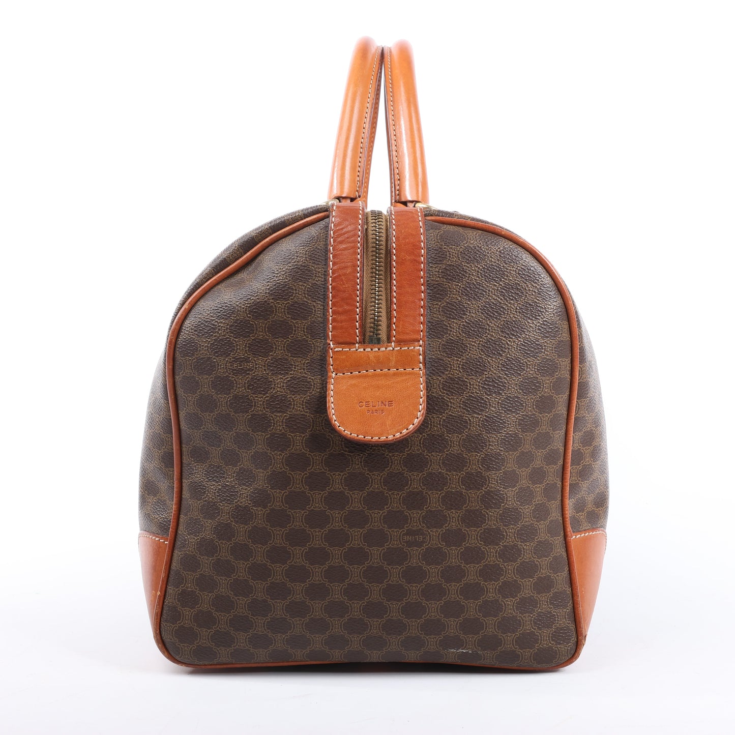 Celine Macadam Boston PVC & Leather Travel Bag in Brown