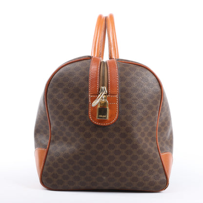 Celine Macadam Boston PVC & Leather Travel Bag in Brown