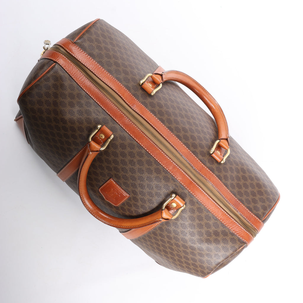Celine Macadam Boston PVC & Leather Travel Bag in Brown