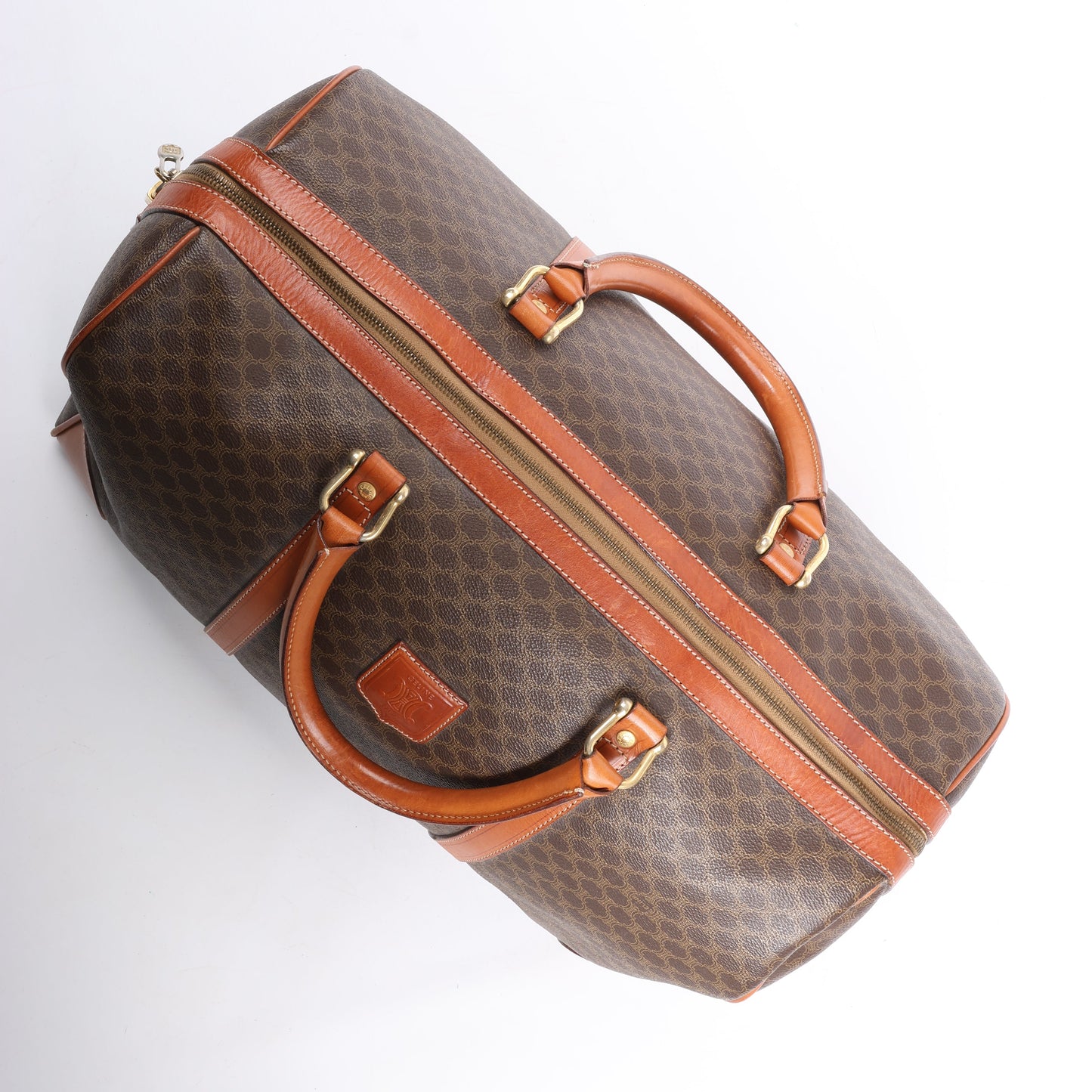 Celine Macadam Boston PVC & Leather Travel Bag in Brown