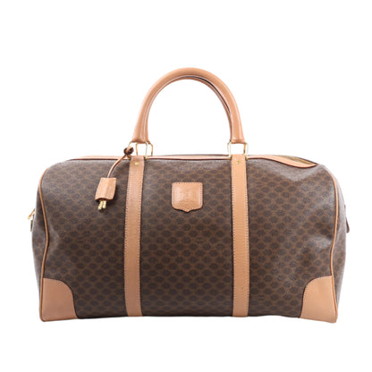Celine Macadam Boston PVC & Leather Travel Bag in Brown