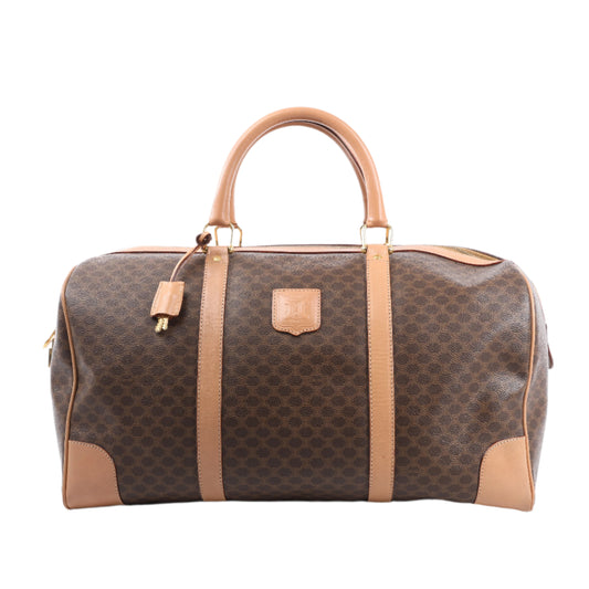 Sac de voyage Celine Macadam Boston en PVC et cuir marron