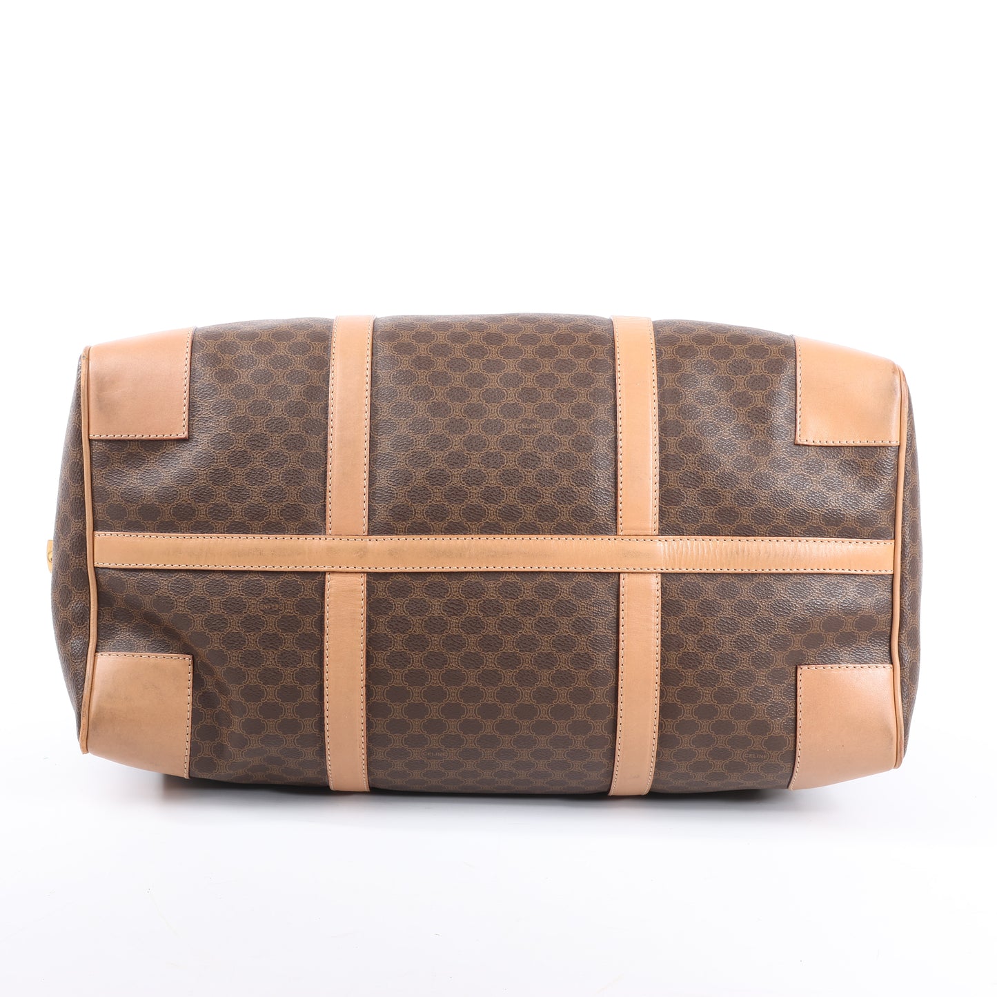 Celine Macadam Boston PVC & Leather Travel Bag in Brown