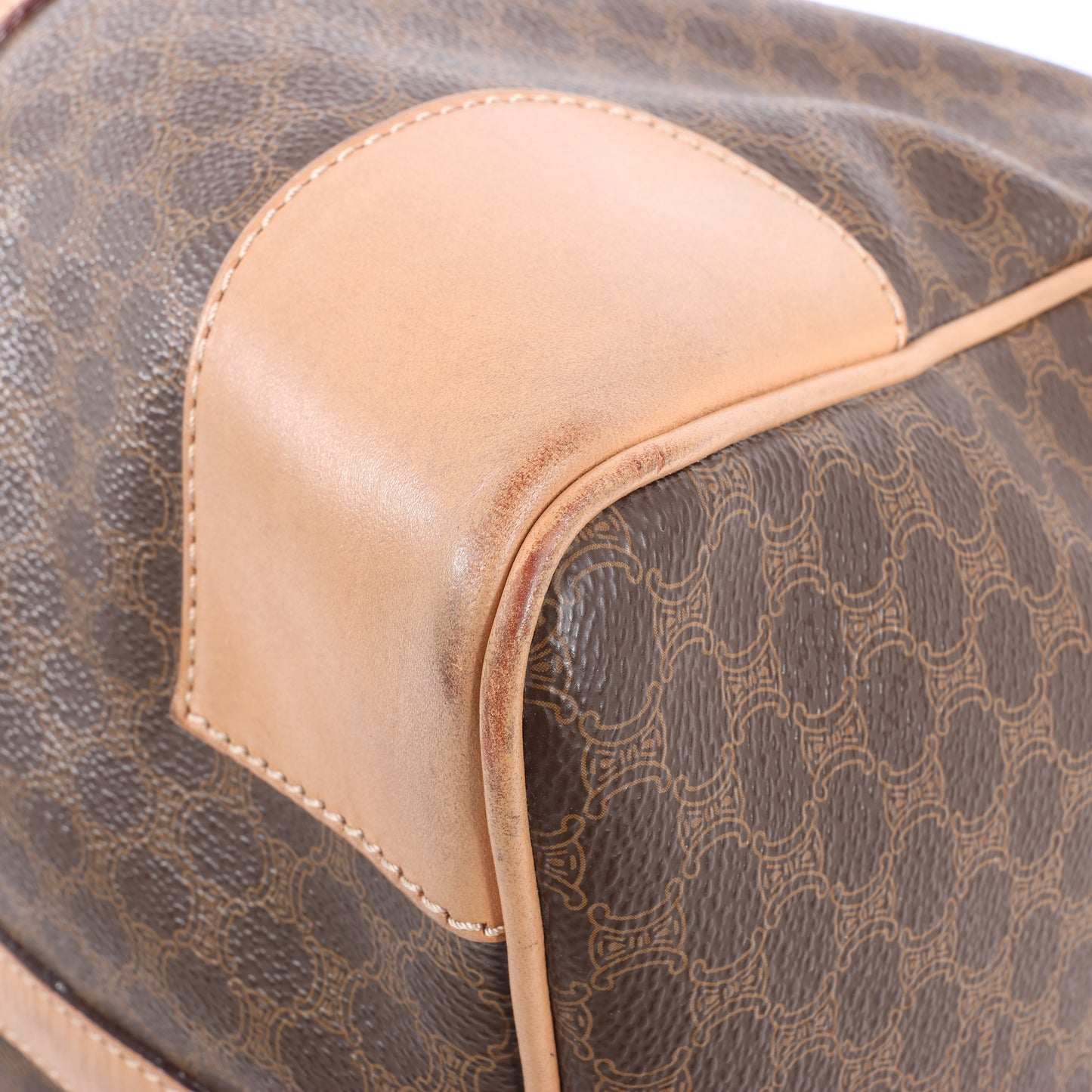 Celine Macadam Boston PVC & Leather Travel Bag in Brown