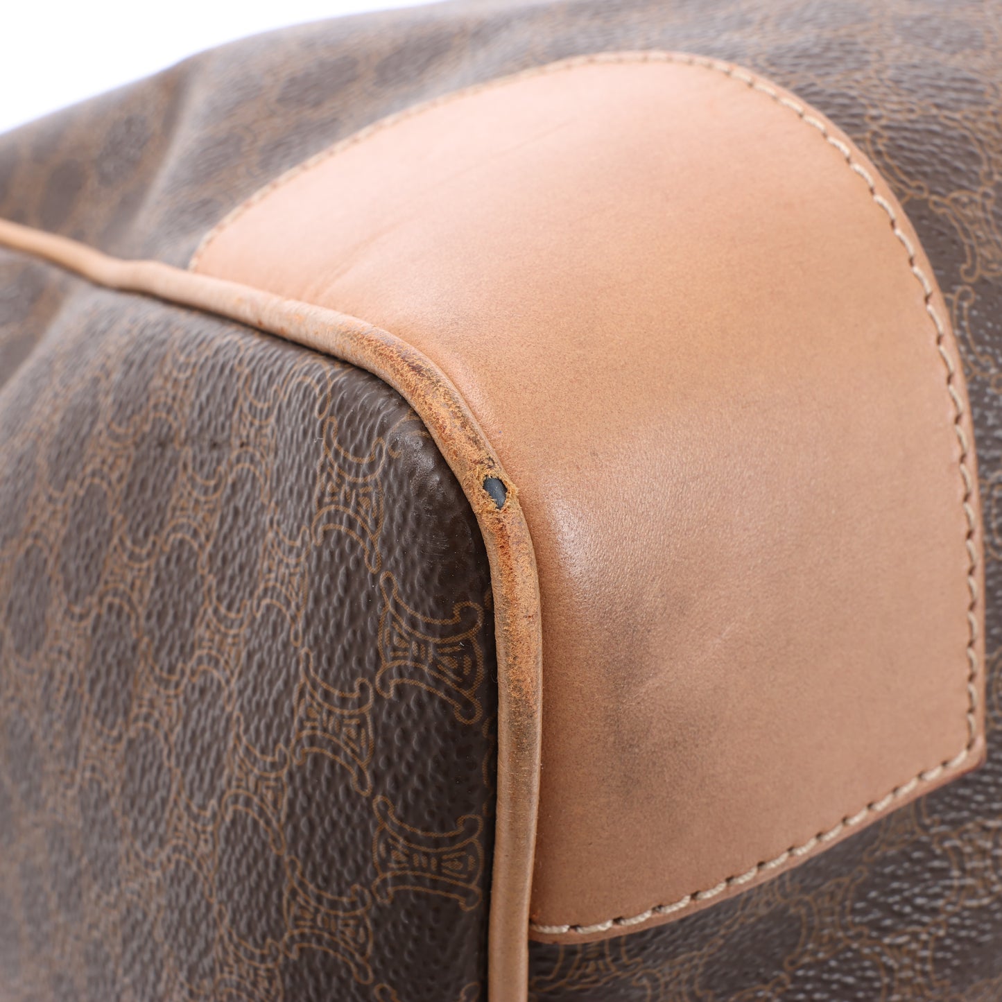 Celine Macadam Boston PVC & Leather Travel Bag in Brown
