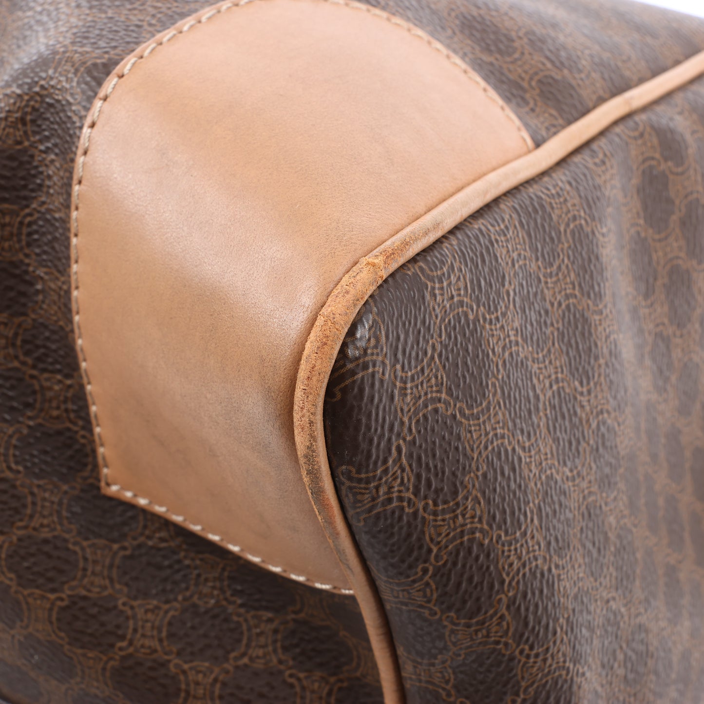 Celine Macadam Boston PVC & Leather Travel Bag in Brown