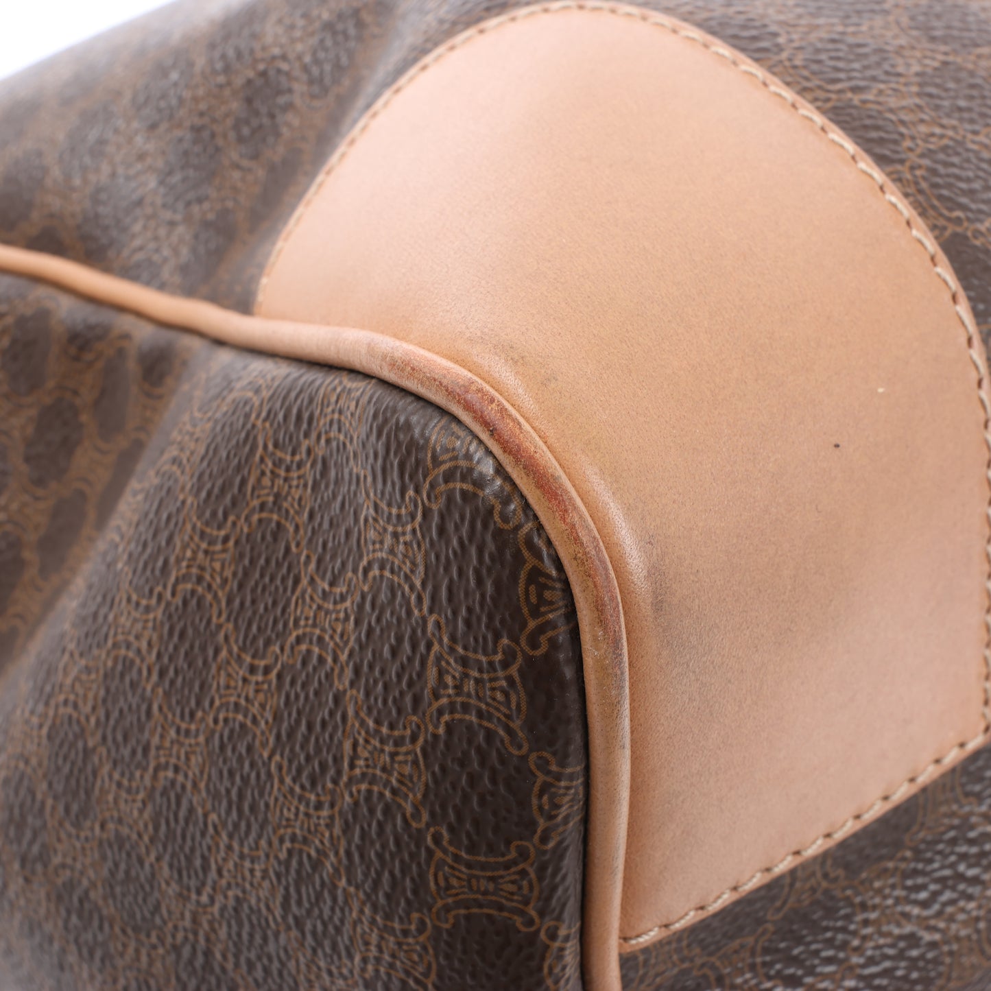Celine Macadam Boston PVC & Leather Travel Bag in Brown