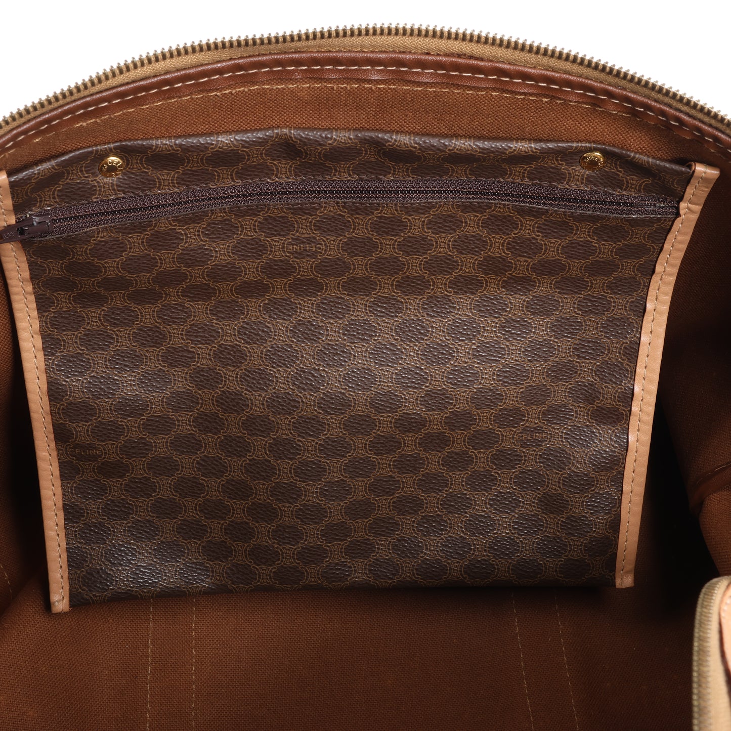 Celine Macadam Boston PVC & Leather Travel Bag in Brown