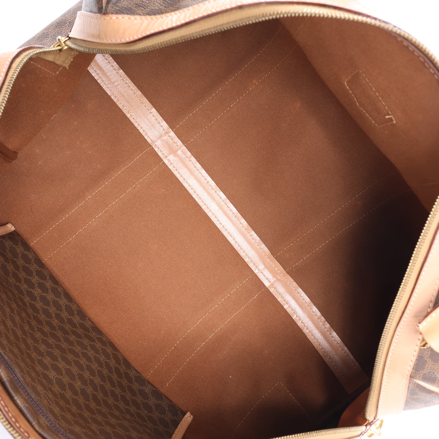 Celine Macadam Boston PVC & Leather Travel Bag in Brown