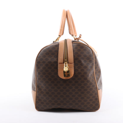 Celine Macadam Boston PVC & Leather Travel Bag in Brown