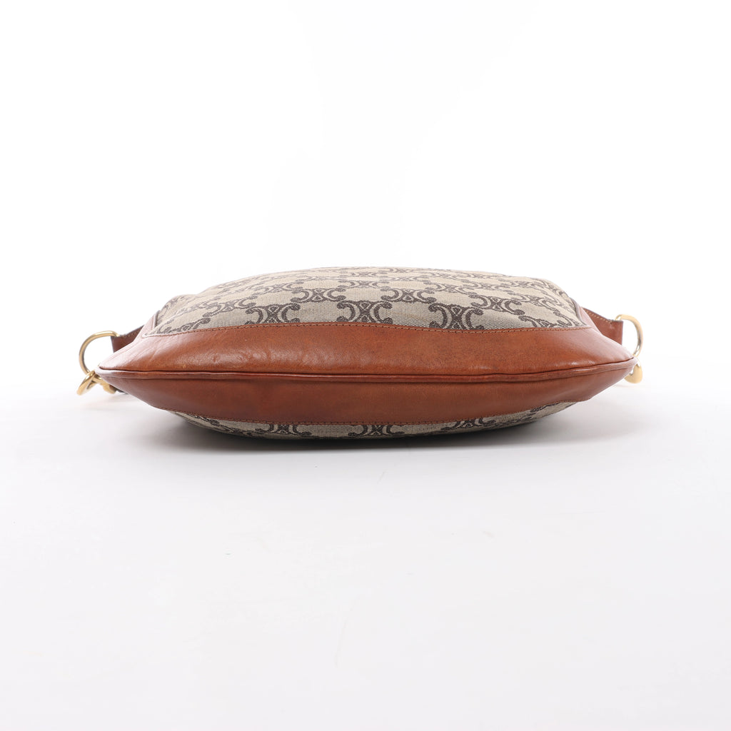 Celine C-Macadam Canvas & Leather Shoulder Bag in Brown x Gray