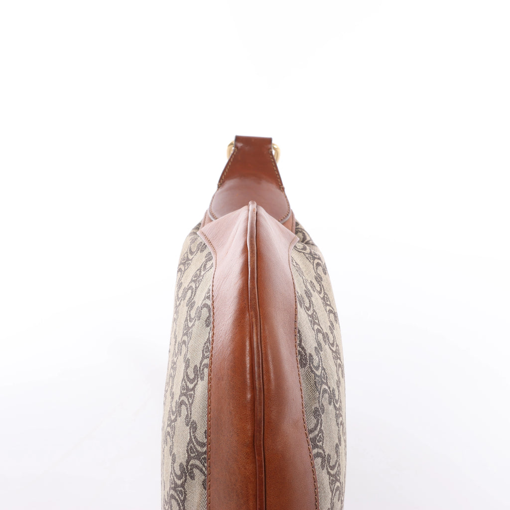 Celine C-Macadam Canvas & Leather Shoulder Bag in Brown x Gray
