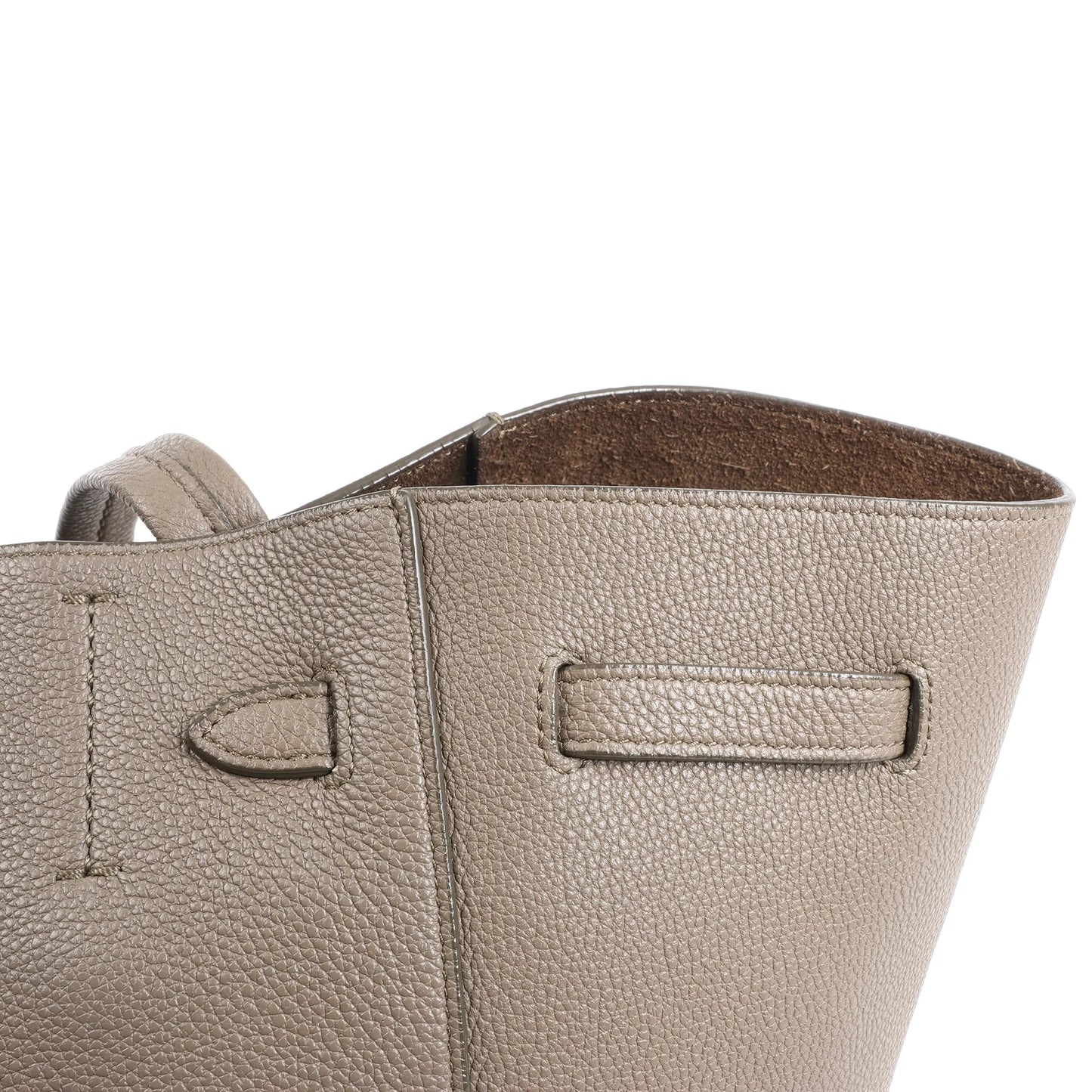 Petit sac à bandoulière en cuir Cabas Phantom de Céline, couleur taupe