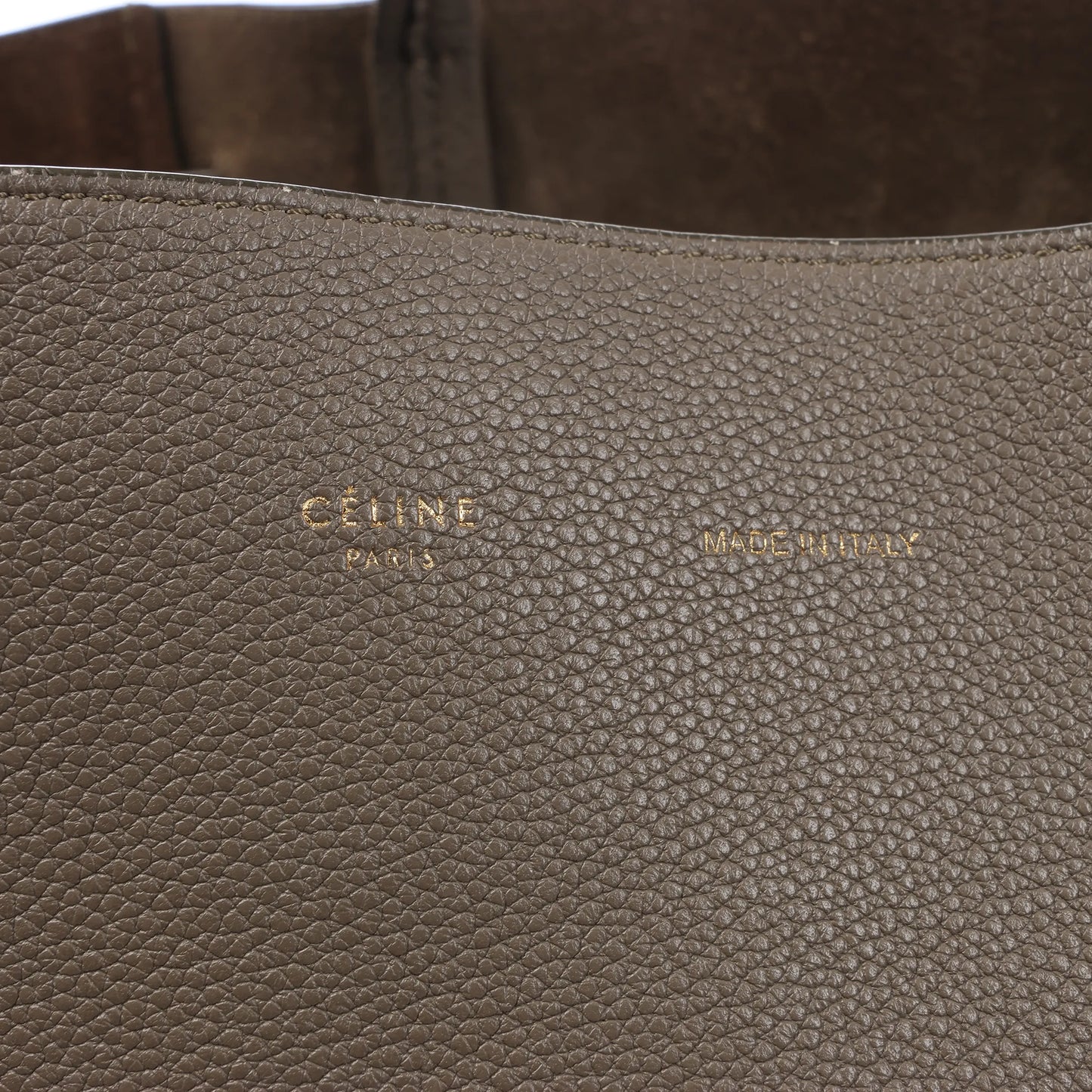 Petit sac à bandoulière en cuir Cabas Phantom de Céline, couleur taupe