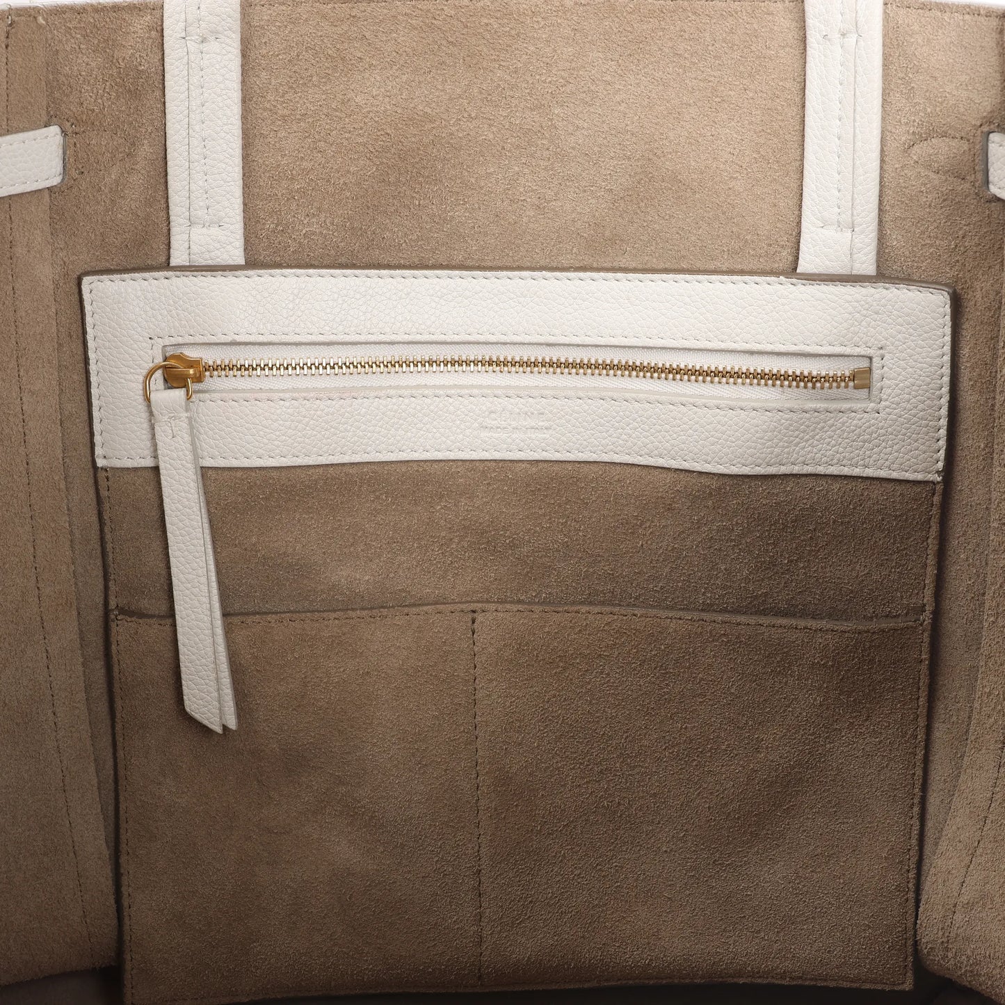 Celine Cabas Phantom Small Leather Shoulder Bag in White