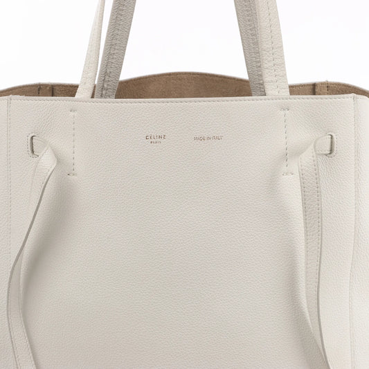 Celine Cabas Phantom Small Leather Shoulder Bag in White