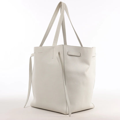 Celine Cabas Phantom Small Leather Shoulder Bag in White