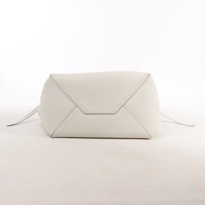 Celine Cabas Phantom Small Leather Shoulder Bag in White