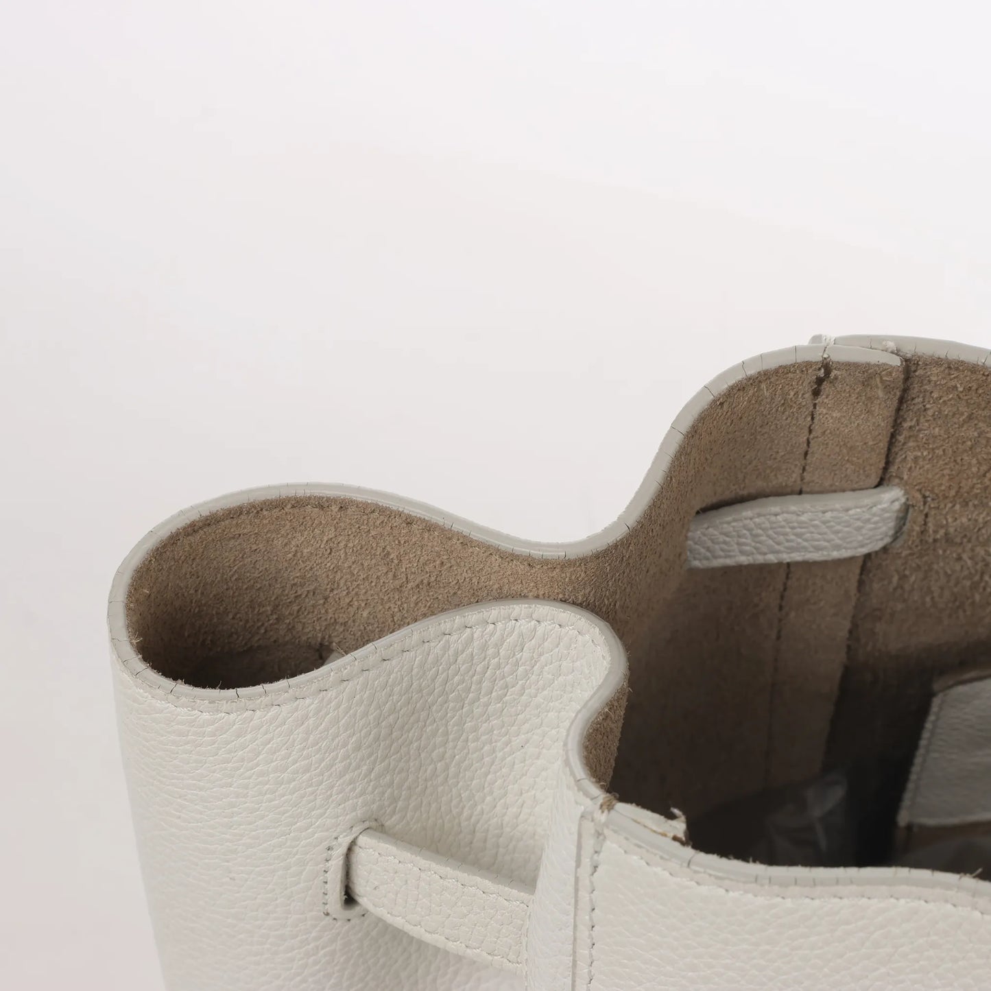 Celine Cabas Phantom Small Leather Shoulder Bag in White