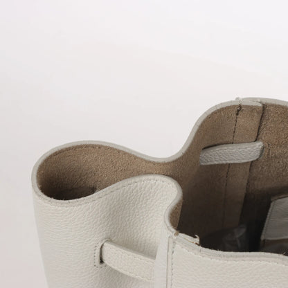 Celine Cabas Phantom Small Leather Shoulder Bag in White