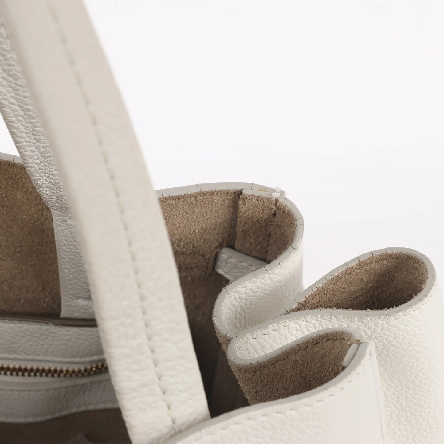 Celine Cabas Phantom Small Leather Shoulder Bag in White