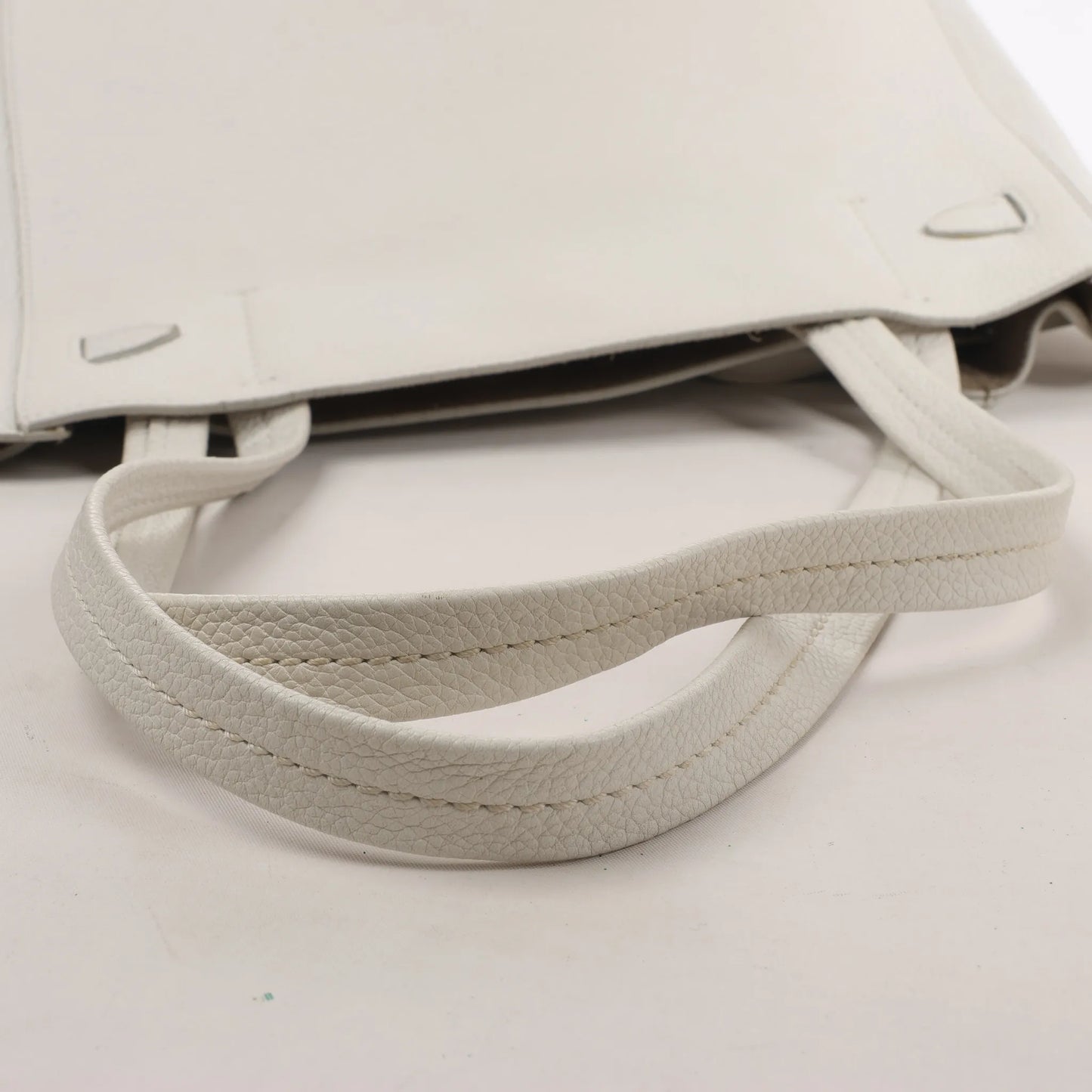 Celine Cabas Phantom Small Leather Shoulder Bag in White
