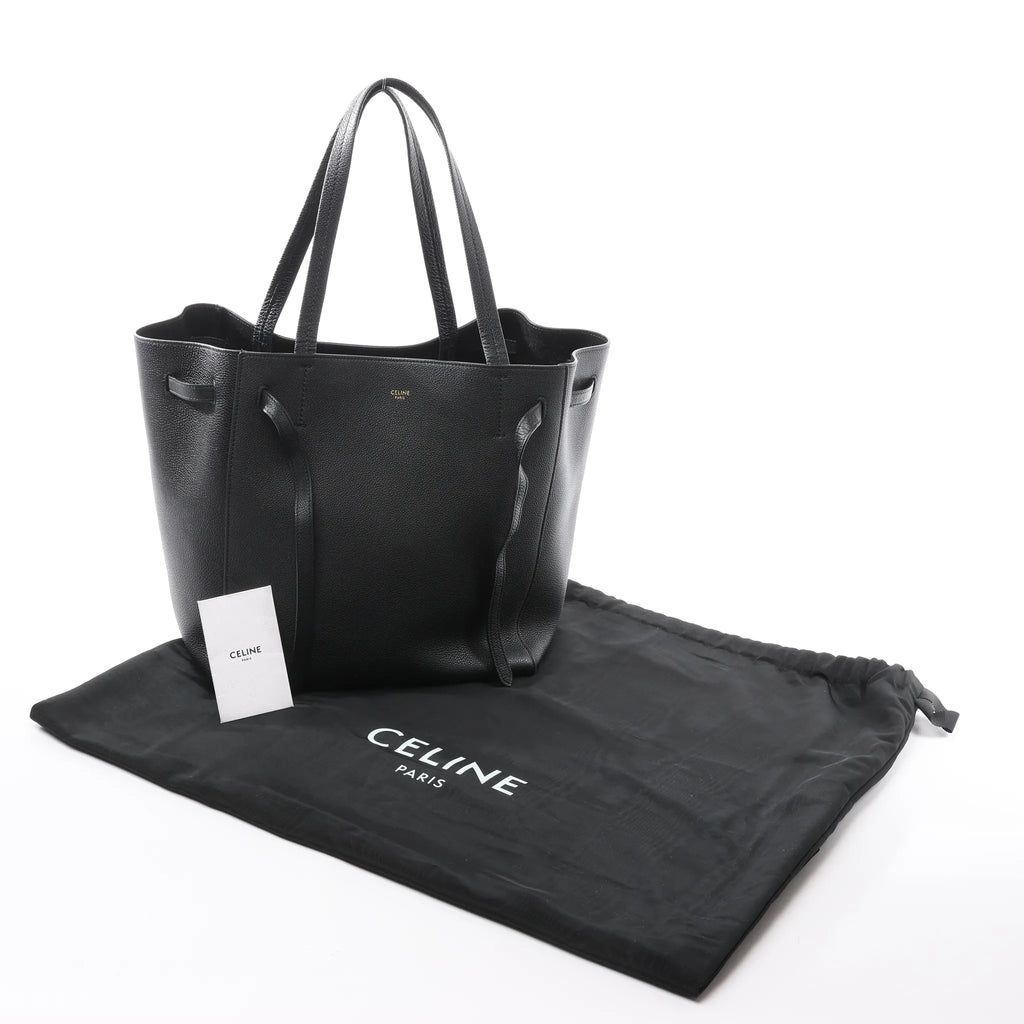 Celine Cabas Phantom Small Leather Shoulder Bag in Black