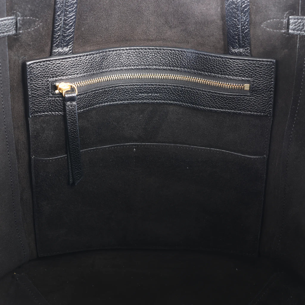 Celine Cabas Phantom Small Leather Shoulder Bag in Black