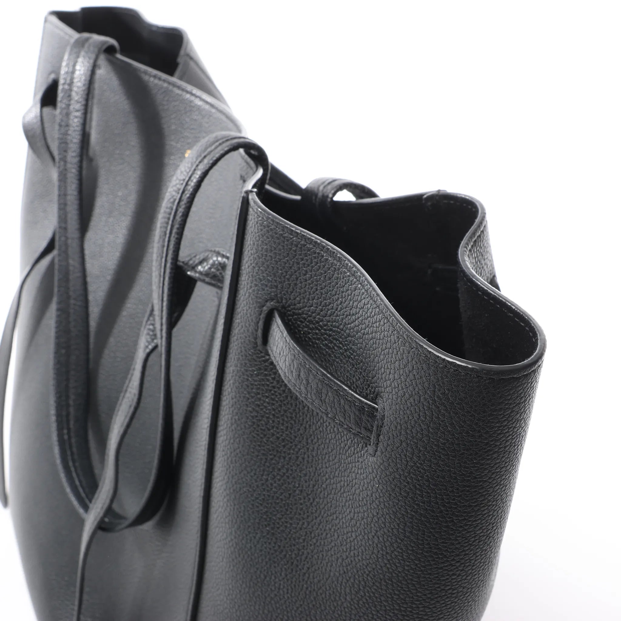 Celine Cabas Phantom Small Leather Shoulder Bag in Black
