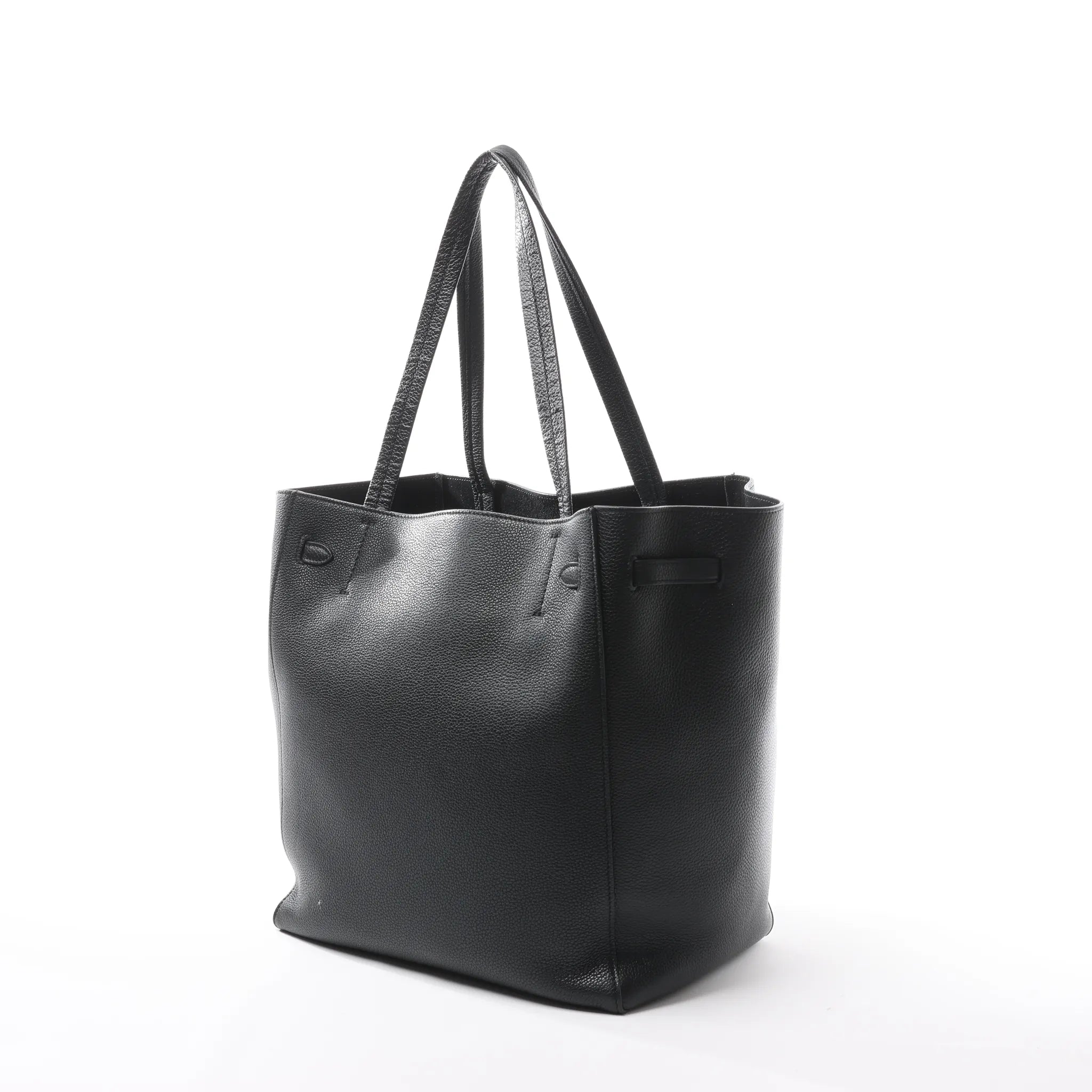 Celine Cabas Phantom Small Leather Shoulder Bag in Black