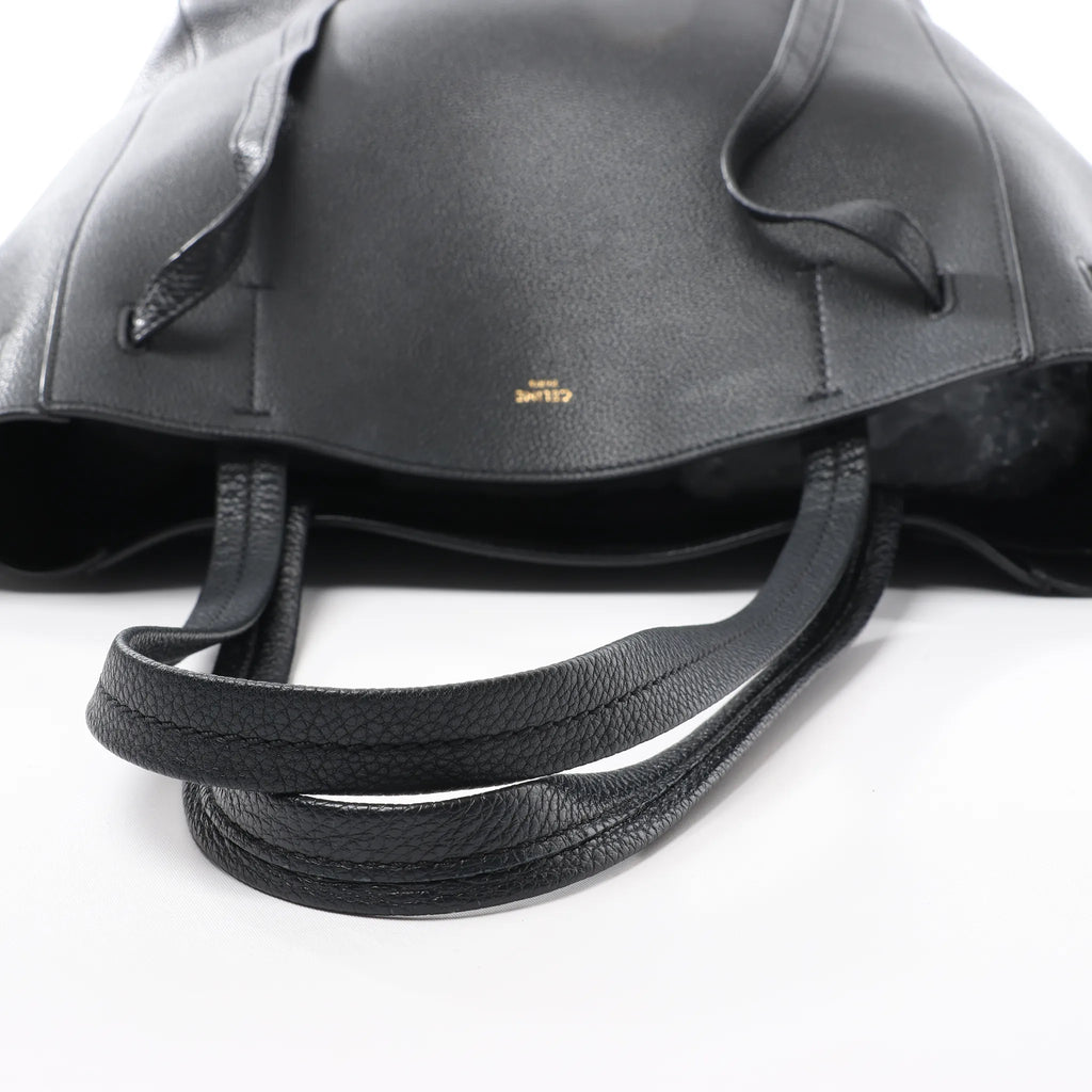 Celine Cabas Phantom Small Leather Shoulder Bag in Black